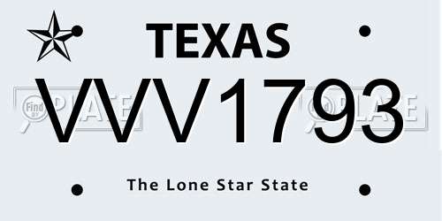 VVV1793 Texas License Plate