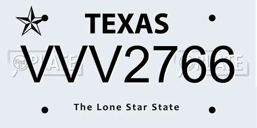 VVV2766 Texas License Plate
