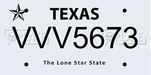 VVV5673 Texas License Plate
