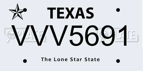 VVV5691 Texas License Plate