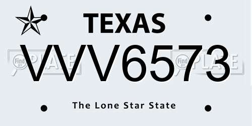 VVV6573 Texas License Plate