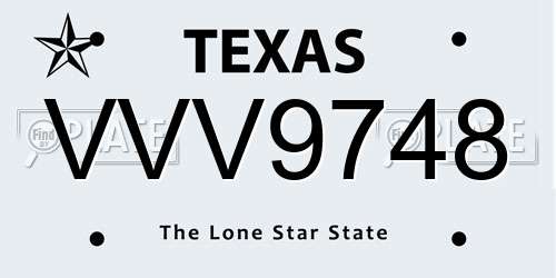 VVV9748 Texas License Plate