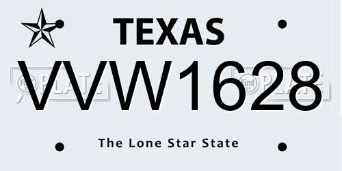 VVW1628 Texas License Plate
