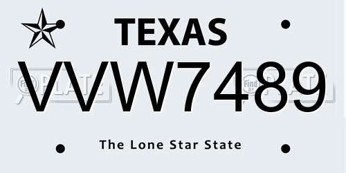 VVW7489 Texas License Plate