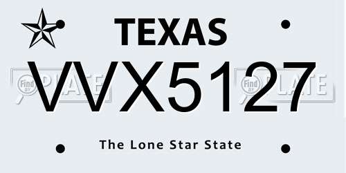 VVX5127 Texas License Plate