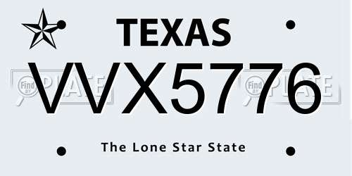 VVX5776 Texas License Plate