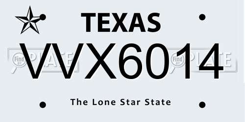 VVX6014 Texas License Plate