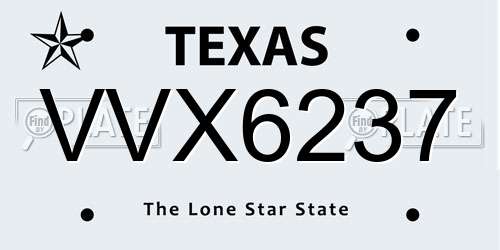 VVX6237 Texas License Plate