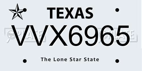 VVX6965 Texas License Plate