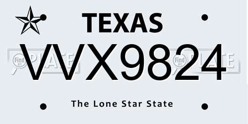 VVX9824 Texas License Plate