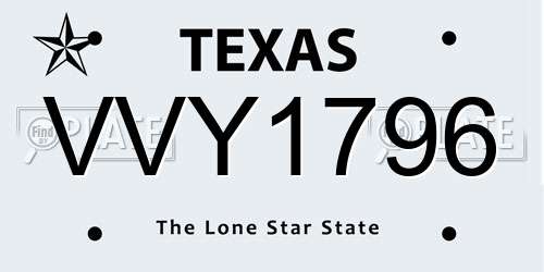 VVY1796 Texas License Plate