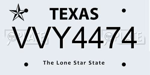 VVY4474 Texas License Plate