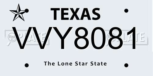 VVY8081 Texas License Plate