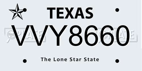 VVY8660 Texas License Plate