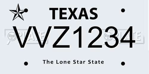 VVZ1234 Texas License Plate