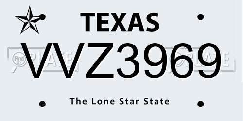 VVZ3969 Texas License Plate
