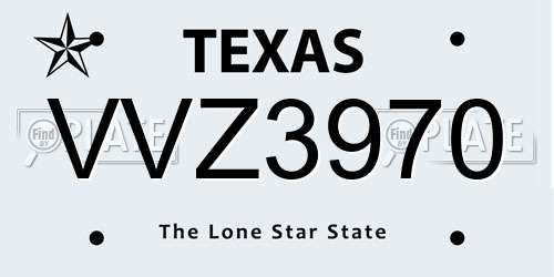 VVZ3970 Texas License Plate