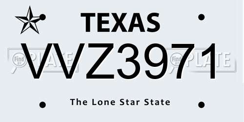 VVZ3971 Texas License Plate