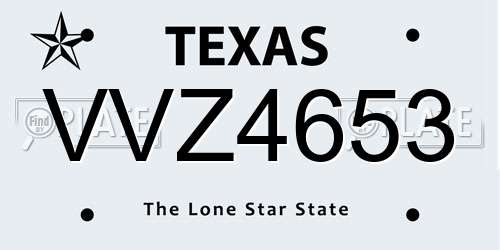 VVZ4653 Texas License Plate