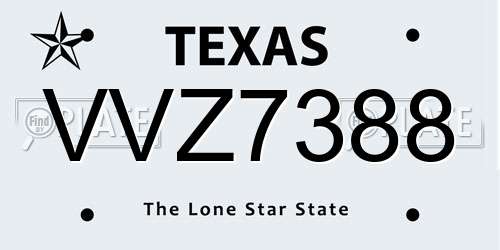 VVZ7388 Texas License Plate