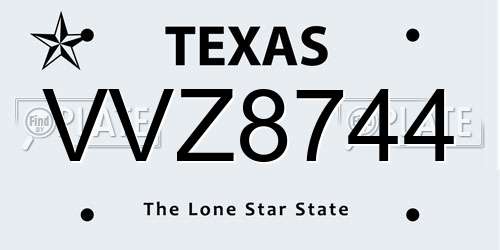VVZ8744 Texas License Plate