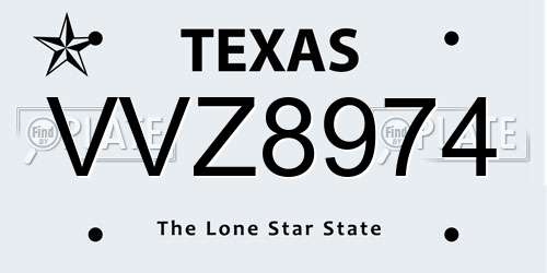 VVZ8974 Texas License Plate