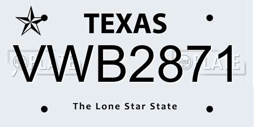 VWB2871 Texas License Plate