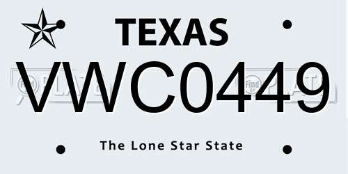 VWC0449 Texas License Plate