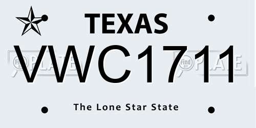 VWC1711 Texas License Plate