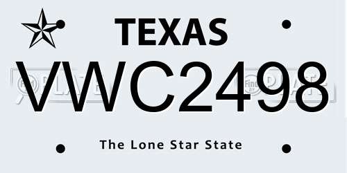 VWC2498 Texas License Plate
