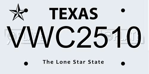 VWC2510 Texas License Plate