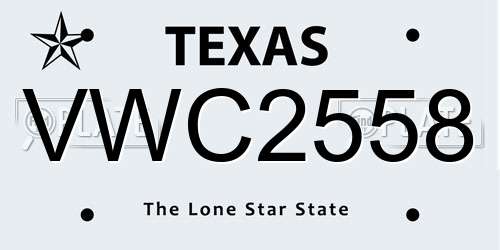 VWC2558 Texas License Plate
