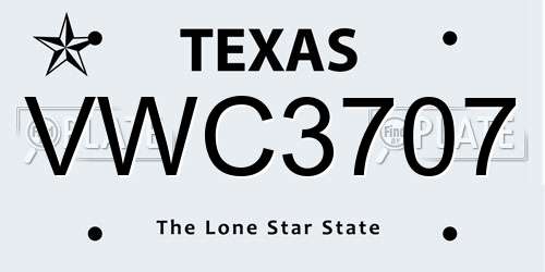 VWC3707 Texas License Plate