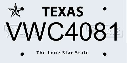 VWC4081 Texas License Plate