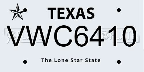 VWC6410 Texas License Plate