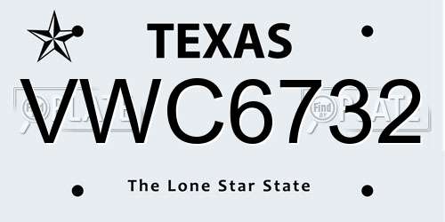 VWC6732 Texas License Plate