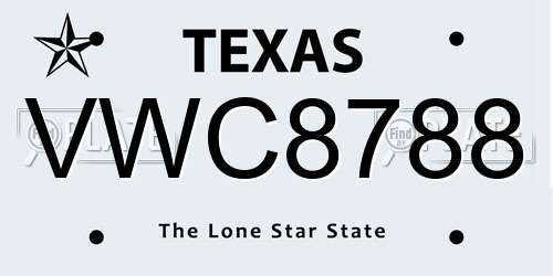 VWC8788 Texas License Plate