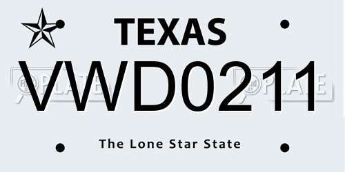 VWD0211 Texas License Plate