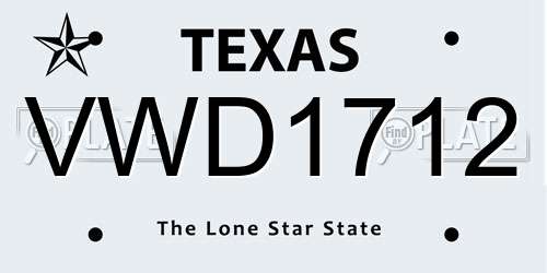 VWD1712 Texas License Plate