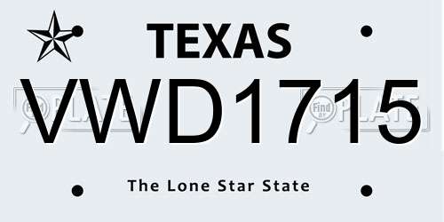 VWD1715 Texas License Plate