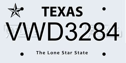 VWD3284 Texas License Plate