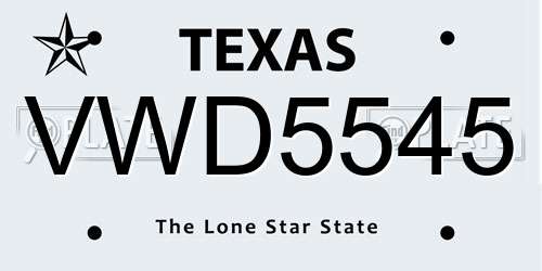 VWD5545 Texas License Plate