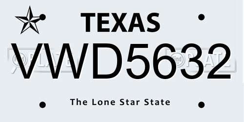 VWD5632 Texas License Plate