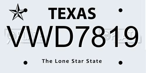 VWD7819 Texas License Plate