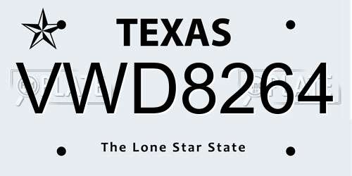 VWD8264 Texas License Plate