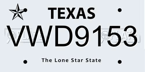 VWD9153 Texas License Plate