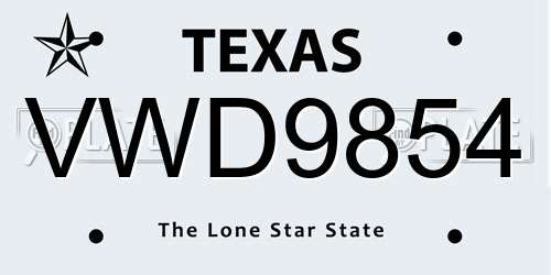 VWD9854 Texas License Plate