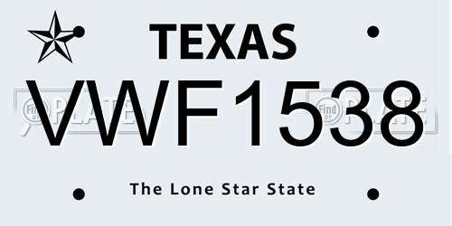VWF1538 Texas License Plate