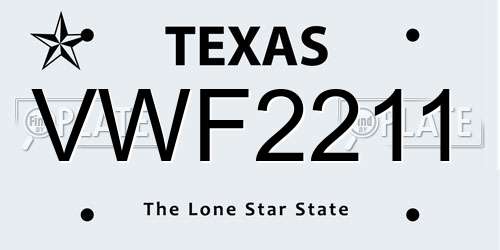 VWF2211 Texas License Plate
