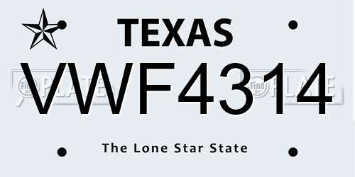 VWF4314 Texas License Plate